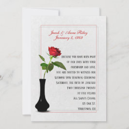 誓の更新のため結婚に花瓶に赤いバラ 招待状