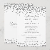 誓の更新シルバーフェイクグリッター紙吹雪ホワイト 招待状 (正面/裏面)