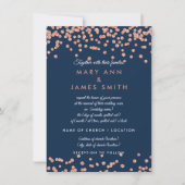 誓の更新バラ金ゴールドフェイクグリッター紙吹雪海軍 招待状 (正面)