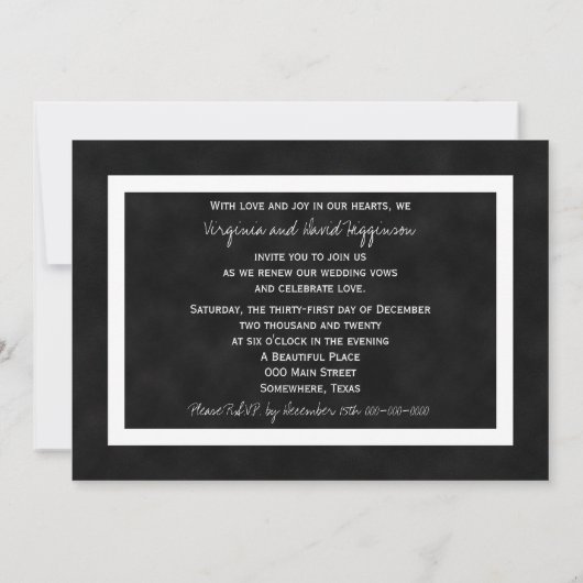 誓の更新ヴィンテージブラック黒板 招待状 (裏面)