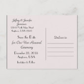 誓の更新式ピンクのバラ淡い色のの日付を保存 案内ポストカード (裏面)