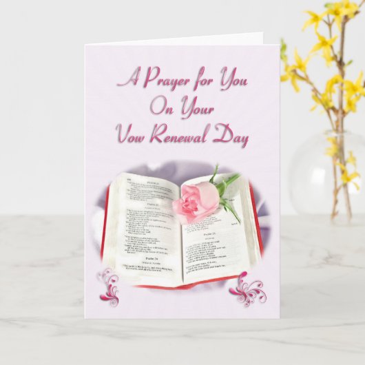誓の更新日のための聖書とバラの祈りの言葉 カード (黄色い花)