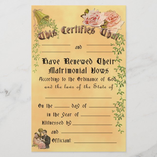 誓の書き換え証明書 – カスタマイズ可能、フレーム可能 (正面)