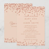 誓約の更新のばら色の金ゴールドのフェイクなグリッターの紙吹雪の赤面 招待状 (正面/裏面)