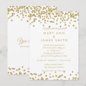 誓約の更新の金ゴールドのフェイクなグリッターの紙吹雪の白 招待状 (正面/裏面)