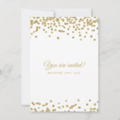 誓約の更新の金ゴールドのフェイクなグリッターの紙吹雪の白 招待状 (裏面)