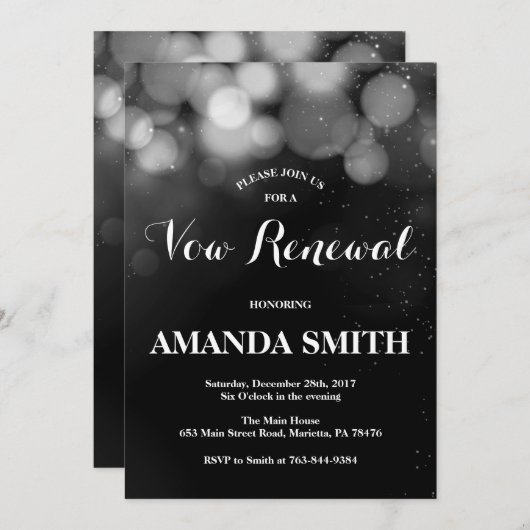 誓約更新招待状カード シルバーグリッター 招待状 (正面/裏面)