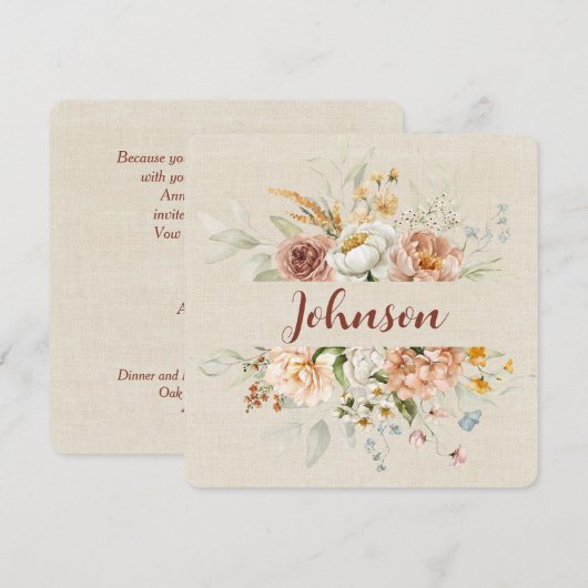 誓約更新 フラワー ボーダー 招待状 (正面/裏面)