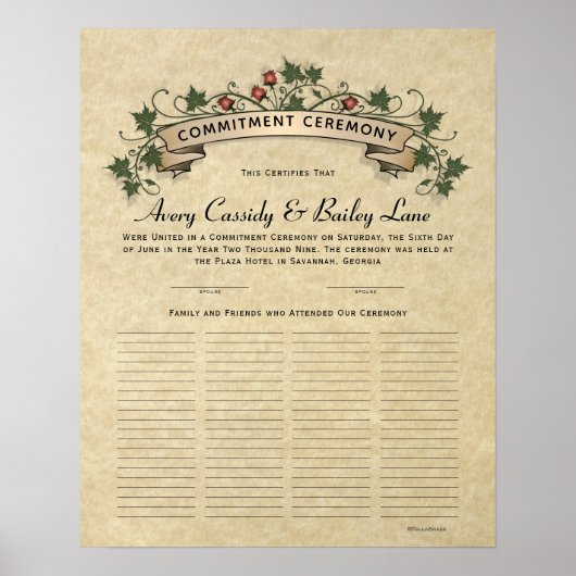 誓約 客帳 見事な 結婚証明書 ポスター (正面)