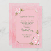 誓結婚いを更新する,ピンクのバラエレガント, 招待状 (正面/裏面)