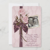 誓結婚の更新 – バラと写真とダマスク 招待状 (正面)