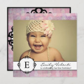 誕生お洒落日パモダンーティーの招待 招待状 (正面/裏面)