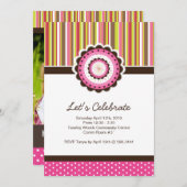 誕生お洒落日パーティーの招待 招待状 (正面/裏面)