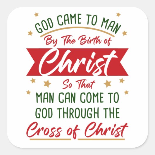 誕生と十字架イエスキリストのクリスマス信仰 スクエアシール (正面)