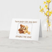 誕生と男の赤ちゃん双生児 カード (黄色い花)