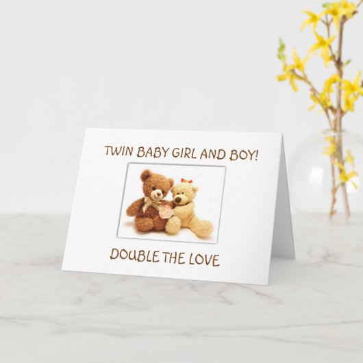 誕生と男の赤ちゃん双生児 カード (黄色い花)