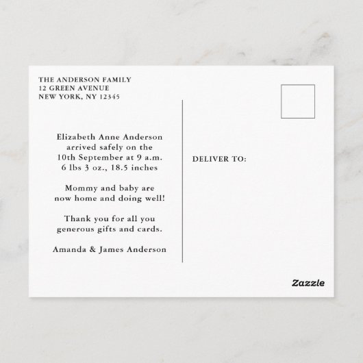 誕生のお知らせありがとうございました写真集 ポストカード (裏面)