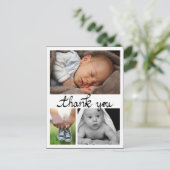 誕生のお知らせモダン3枚の写真 ポストカード (スタンド正面)