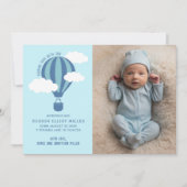誕生のお知らせ熱気球ブルーカード 案内状 (正面)