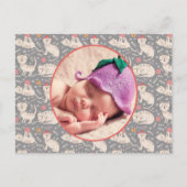 誕生のお知らせ遊かわいい猫の球糸 ポストカード (正面)