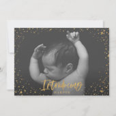 誕生のお知らせ金ゴールドの台本の星 案内状 (正面)