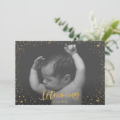 誕生のお知らせ金ゴールドの台本の星 案内状 (スタンド正面)