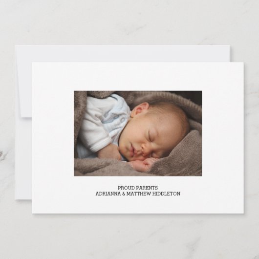 誕生のお知らせ2枚の写真美しい《写真》ぼけ味 案内状 (裏面)