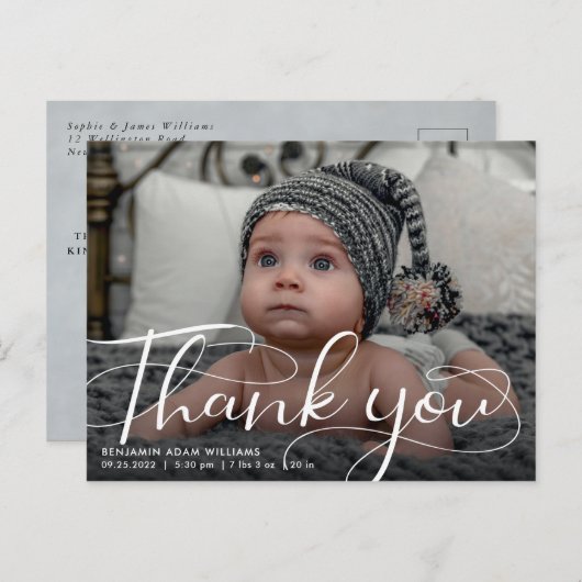 誕生のお知らせ&ありがとうはがき ポストカード (正面/裏面)