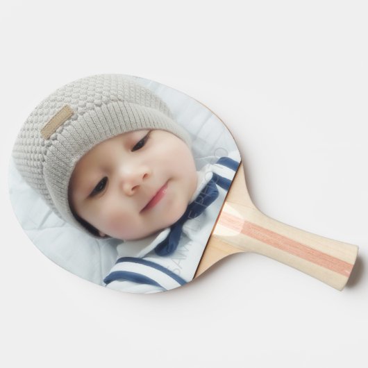 誕生のお知らせ(カスタムベビー生まれたばかりの写真) 卓球ラケット (横)