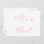 誕生のお知らせ「女の子！」 ピンクカード 案内ポストカード (正面/裏面)