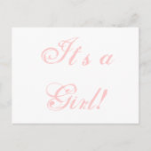 誕生のお知らせ「女の子！」 ピンクカード 案内ポストカード (正面)