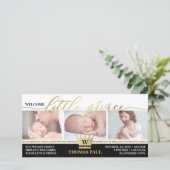 誕生のお知らせ、小さな王子、金フェイク箔 案内状 (スタンド正面)