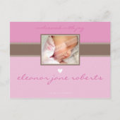 誕生のお知らせ：：純粋な喜び – 少女 案内ポストカード (裏面)