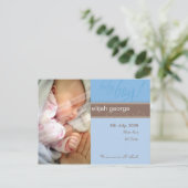 誕生のお知らせ：：純粋な喜び – 少年 案内ポストカード (スタンド正面)