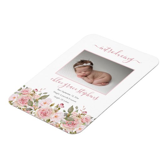 誕生のお知らせ – Bohoフローラガール写真 マグネット (左側)