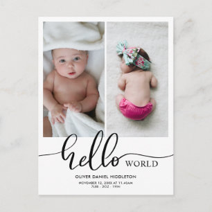 誕生のお知らせHello World Script Photo 案内ポストカード