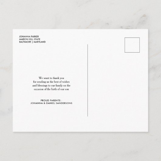 誕生のお知らせHello World Script Photo 案内ポストカード (裏面)