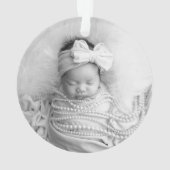 誕生のお知らせPHOTO Gray Linen Keepsake オーナメント (裏面)