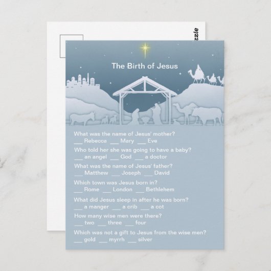 誕生のイエスおもしろいクリスマストトリビア ポストカード (正面/裏面)