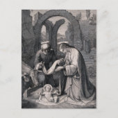 誕生のキリスト教クリスマス出生シーン シーズンポストカード (正面)