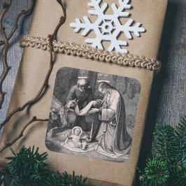 誕生のキリスト教クリスマス出生シーン スクエアシール