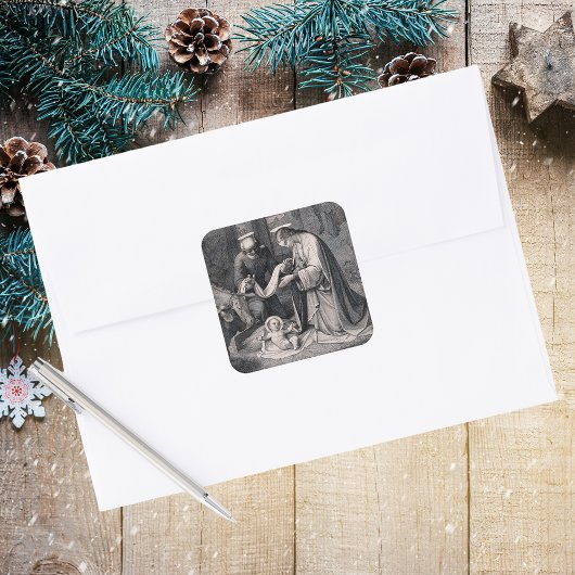 誕生のキリスト教クリスマス出生シーン スクエアシール