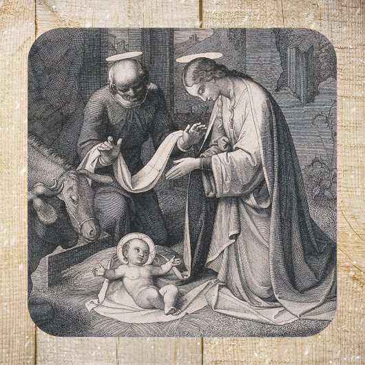 誕生のキリスト教クリスマス出生シーン スクエアシール