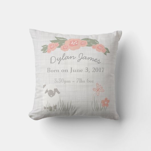 誕生のベビーの枕子ヒツジの男の子の女の子の子供部屋 クッション (正面)
