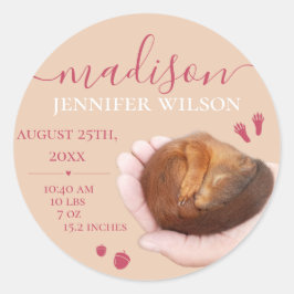 誕生のベビーガールギフト誕生統計生まれたばかりの ラウンドシール