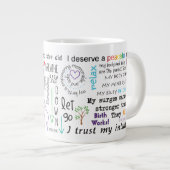 誕生の断言のコラージュのマグ ジャンボコーヒーマグカップ (正面右)