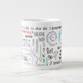 誕生の断言のコラージュのマグ ジャンボコーヒーマグカップ (正面)