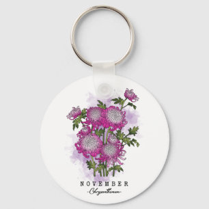 誕生の月生まれの花11月菊 キーホルダー