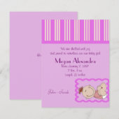 誕生の発表の女の赤ちゃん 案内状 (正面/裏面)