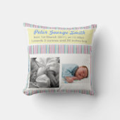 誕生の発表の男の子か女の子の枕 クッション (正面)